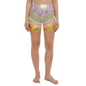 Purple Bloom Yoga Shorts