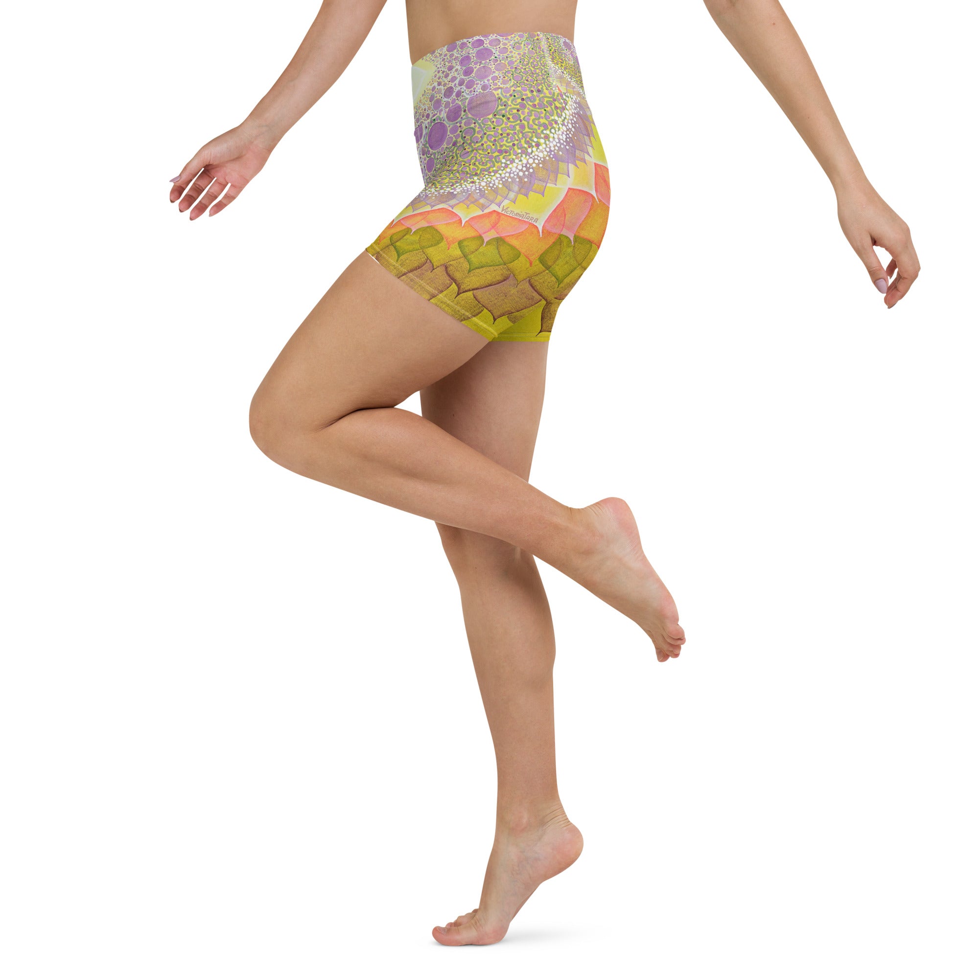 Purple Bloom Yoga Shorts
