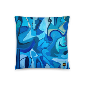 Ladies in Blue Throw Pillow