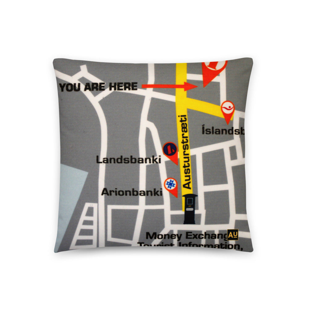 You Are Here Reykjavik Throw Pillow