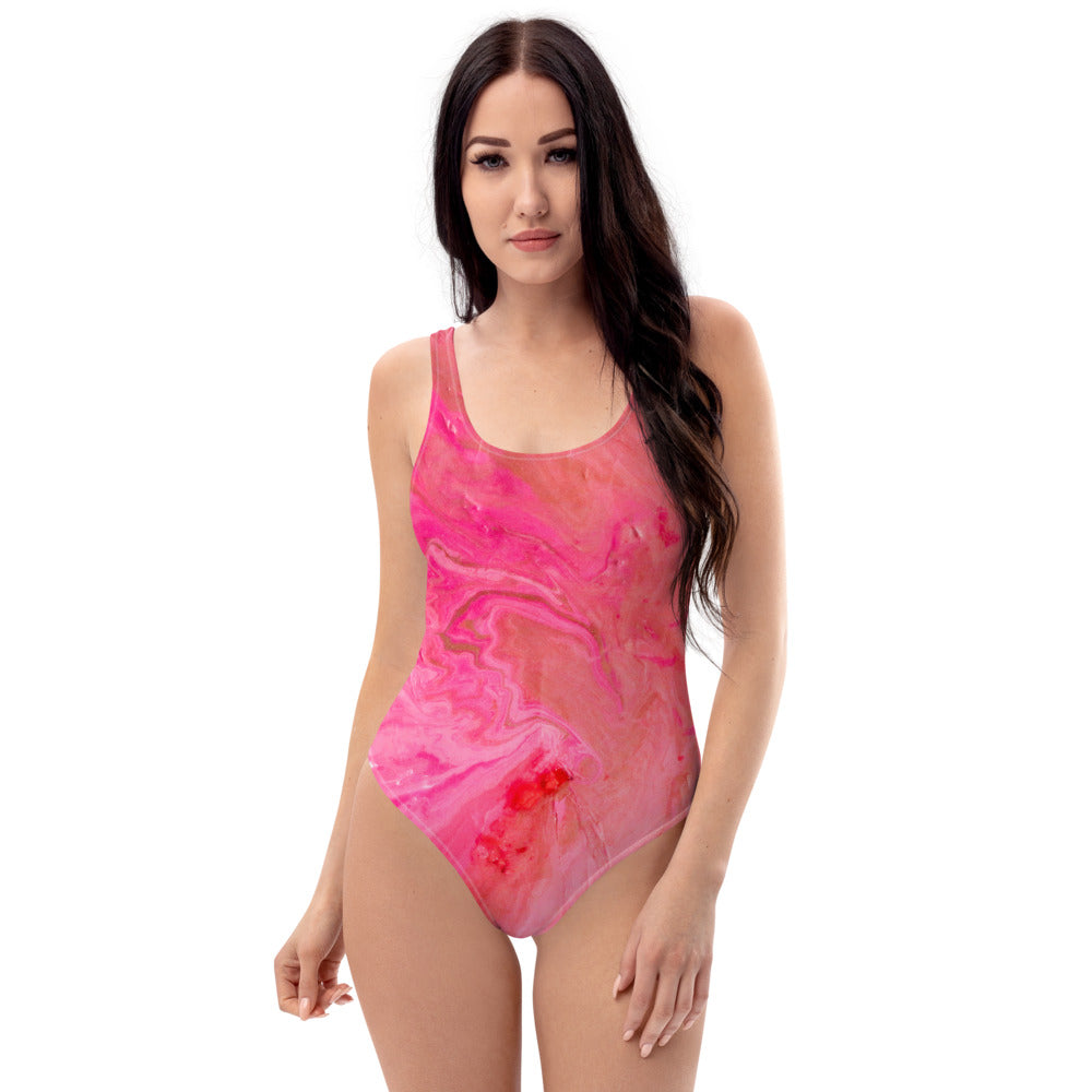 Pink Agate One-Piece Swimsuit