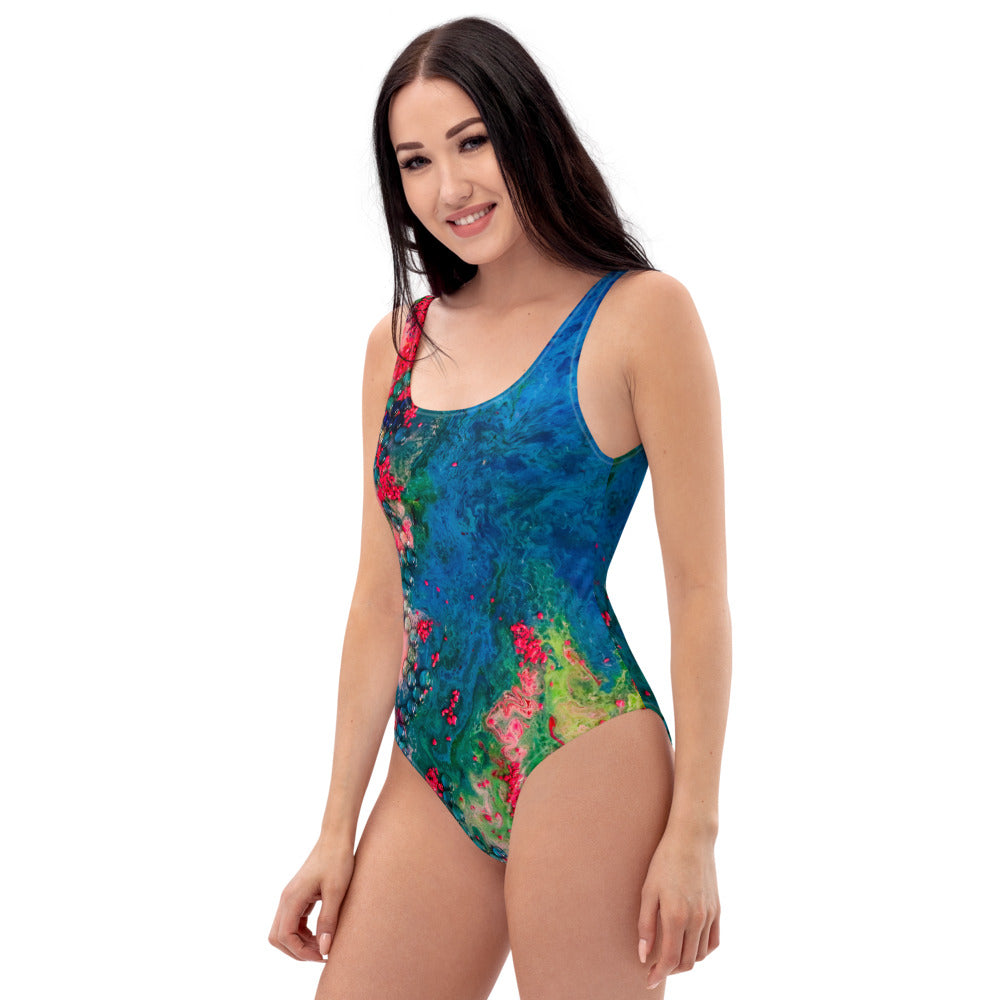 Flowing Marble One-Piece Swimsuit