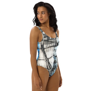 Interrupted Plaid One-Piece Swimsuit