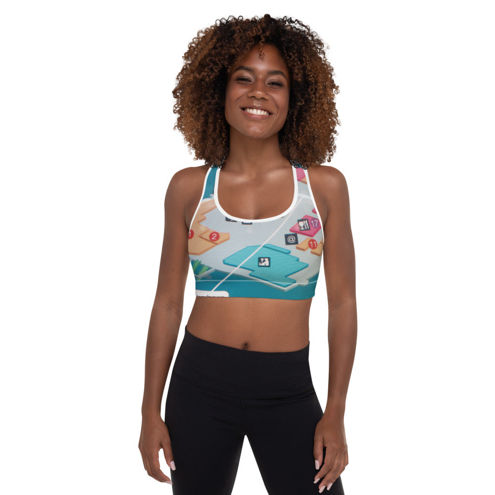 You Are Here Airport Map Padded Sports Bra
