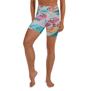 You Are Here Airport Map Yoga Shorts